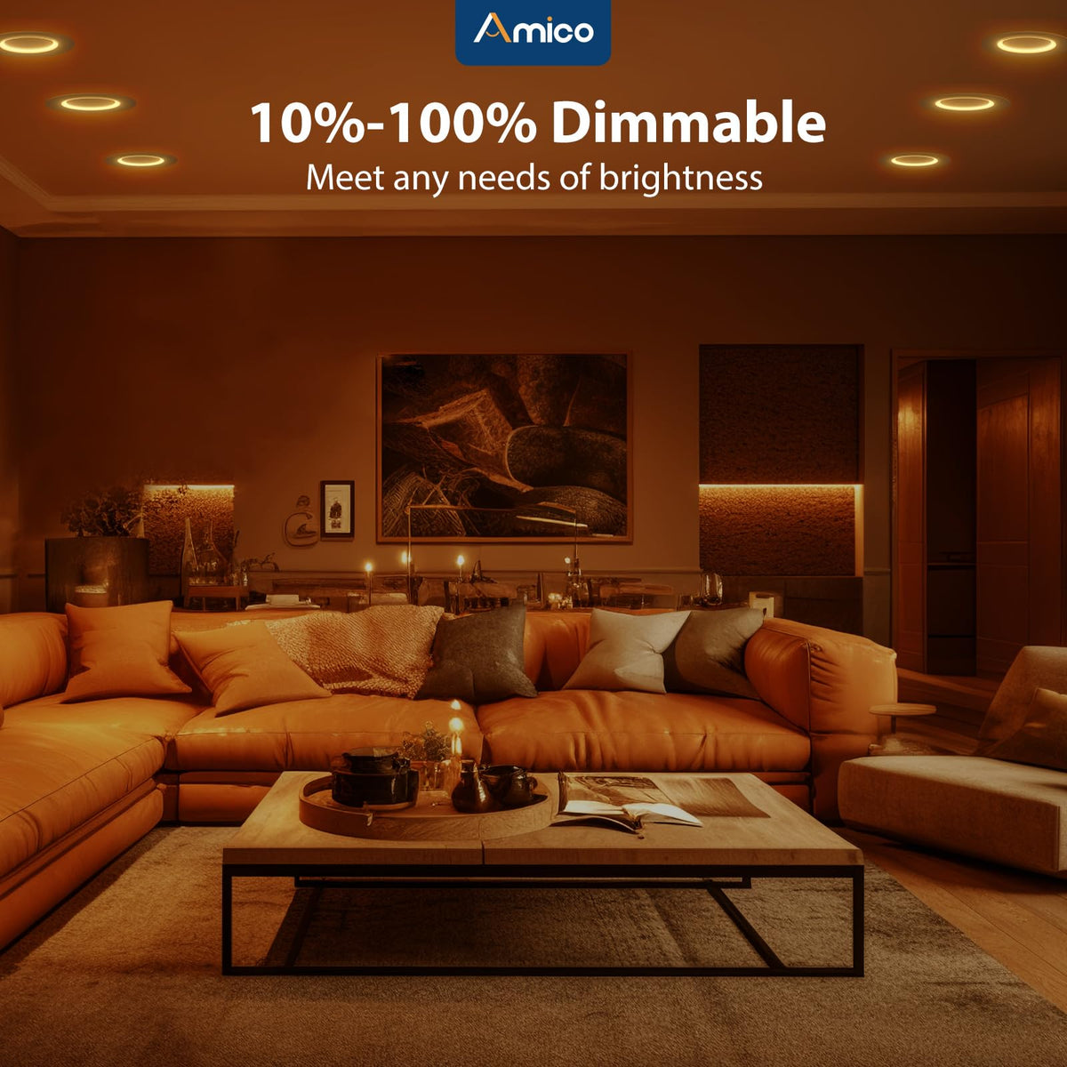 Amico retrofit downlight with baffle trim for a clean, integrated look