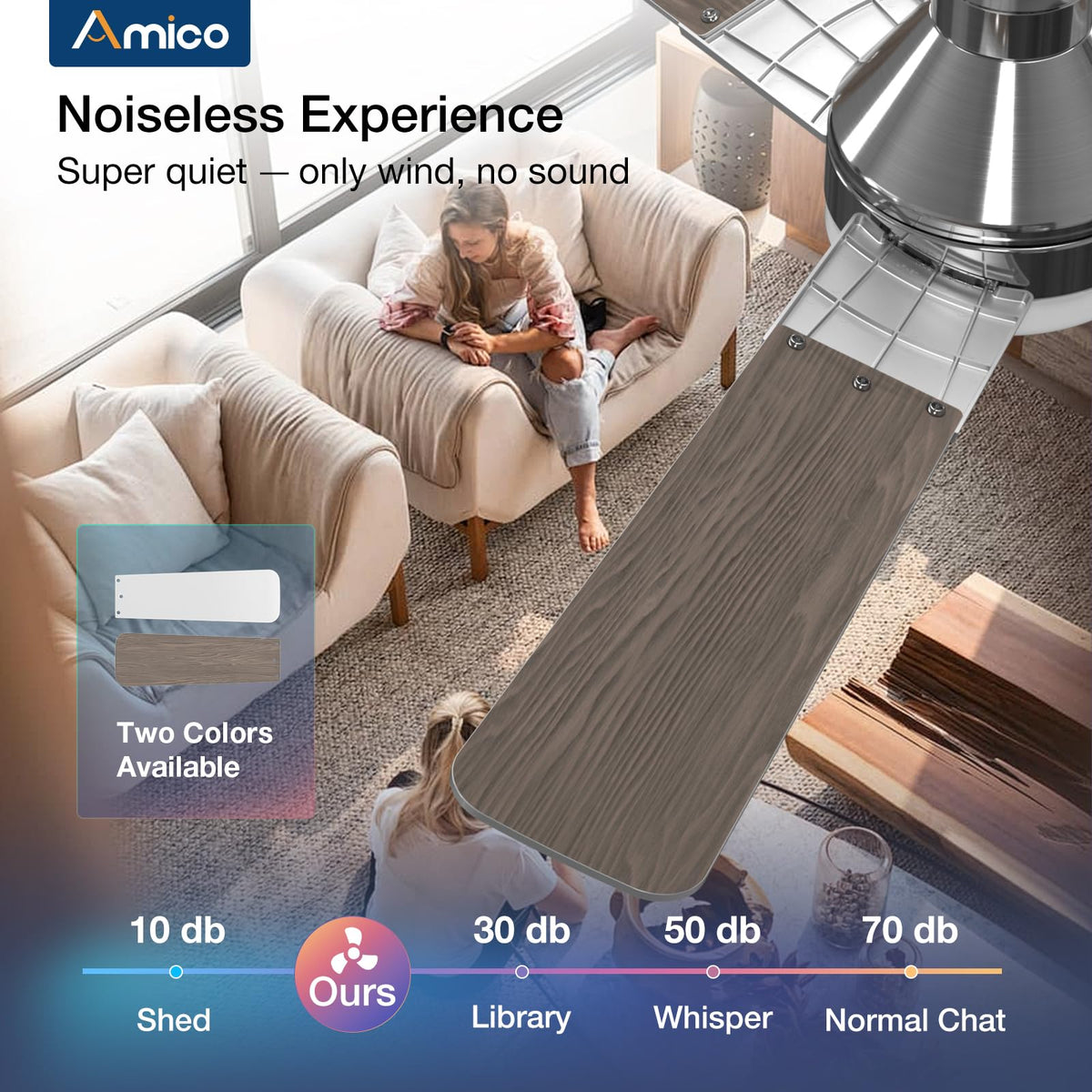 Amico reversible DC motor ceiling fan for year-round comfort
