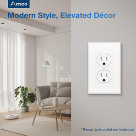 Amico screws included with outlet cover for quick, tool-free installation.