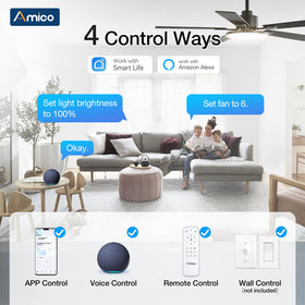 Amico remote/app/Alexa control view for convenient operation.