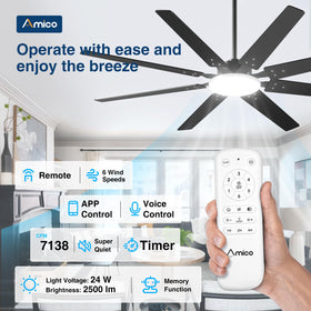 Amico smart ceiling fan works with Alexa and remote control