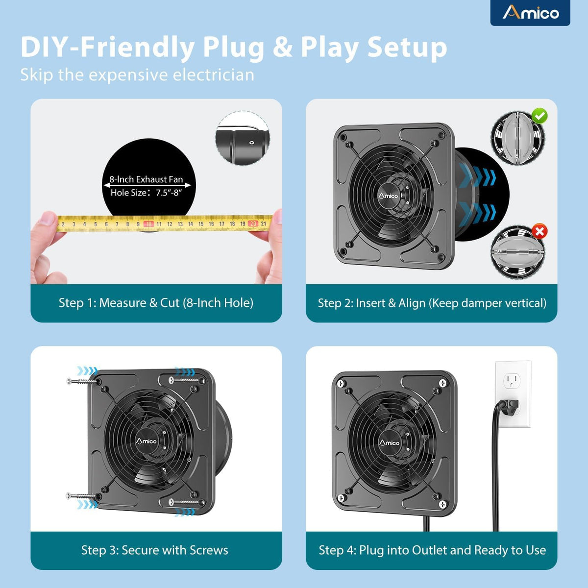 Amico stainless steel housing resists rust and grease buildup