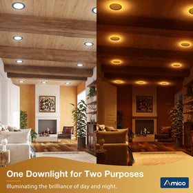 Amico recessed downlight shown with synchronization reset ensures consistent color temperature.