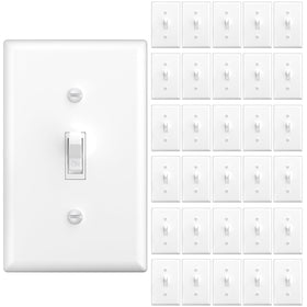Amico toggle light switch white front view with smooth on/off control.
