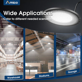 Amico UFO high bay light UL-listed and FCC-certified for compliance