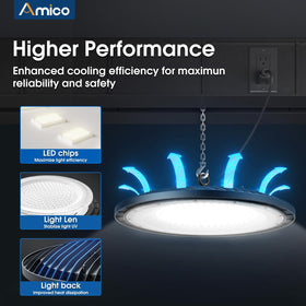 Amico UFO high bay light provides wide coverage, reducing fixtures