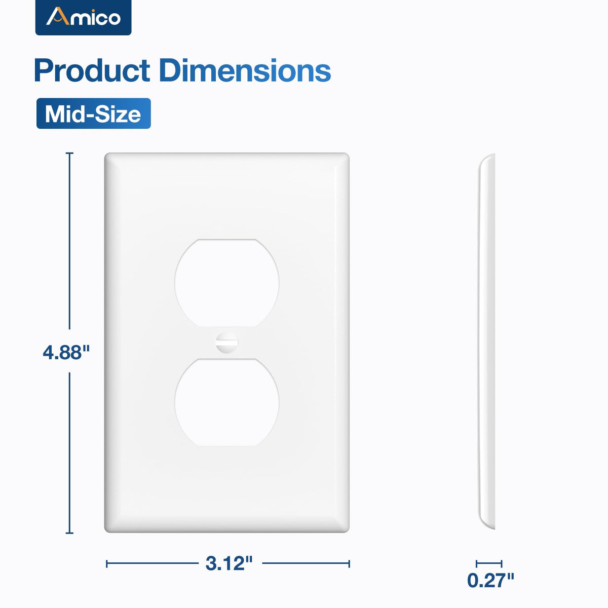 Amico UL listed wall plate ensures safe residential and commercial installation.