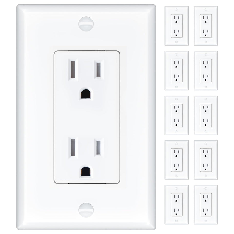 Amico wall outlet with tamper-resistant shutters for safer use.