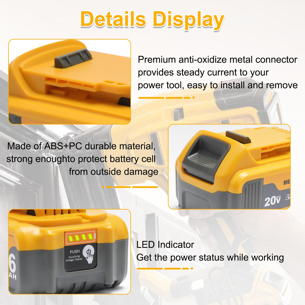 AMICROSS 20V battery used with a circular saw for prolonged use.