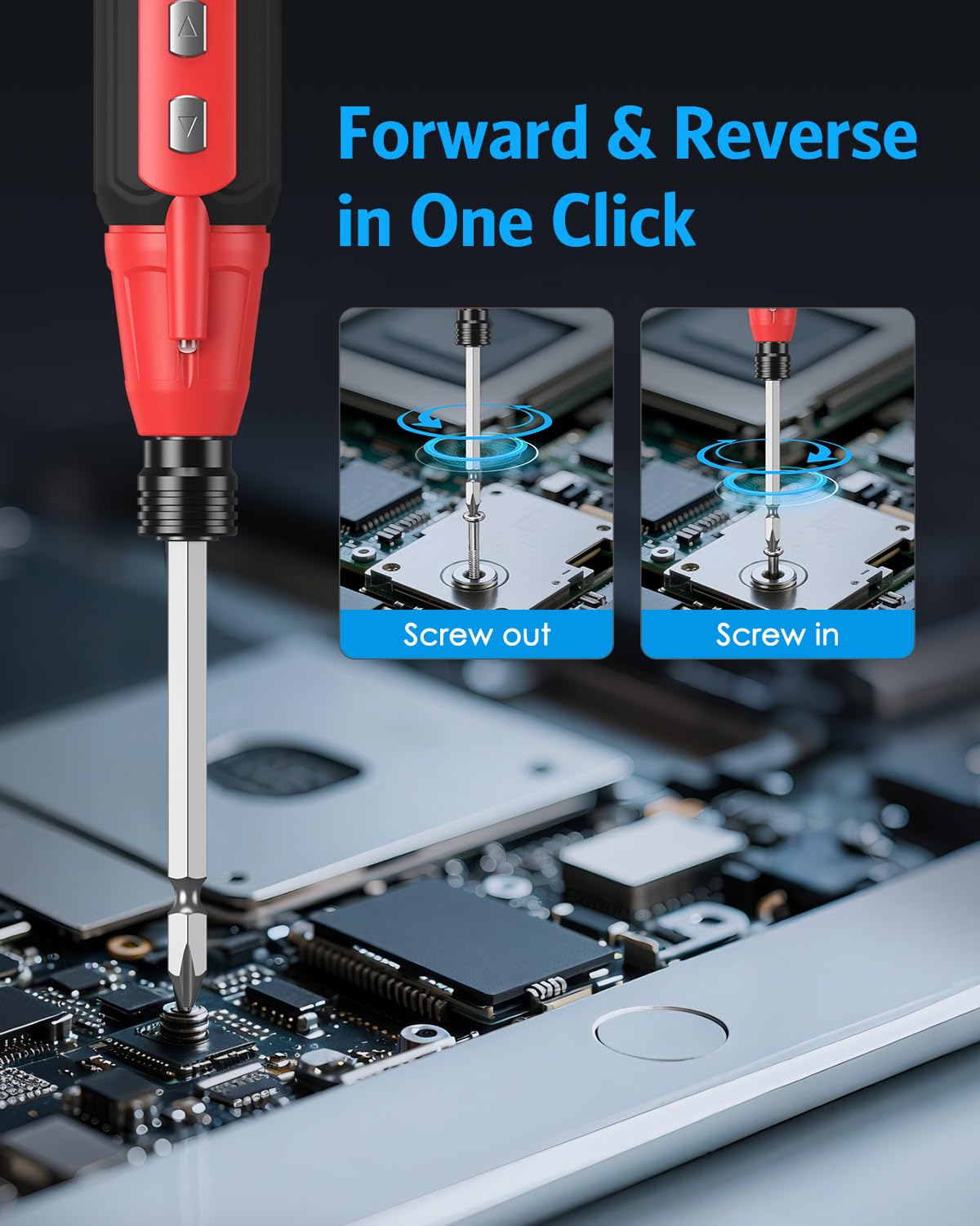 AMIR 2-in-1 electric and manual operation for versatile screwing tasks.