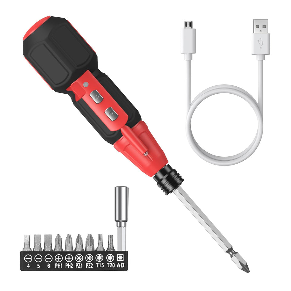 AMIR cordless power screwdriver with compact design for easy home repairs.