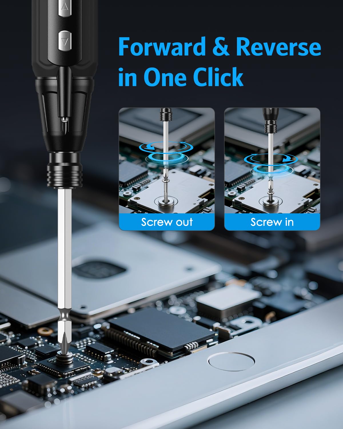 AMIR electric screwdriver weighs 160 g for easy handling.