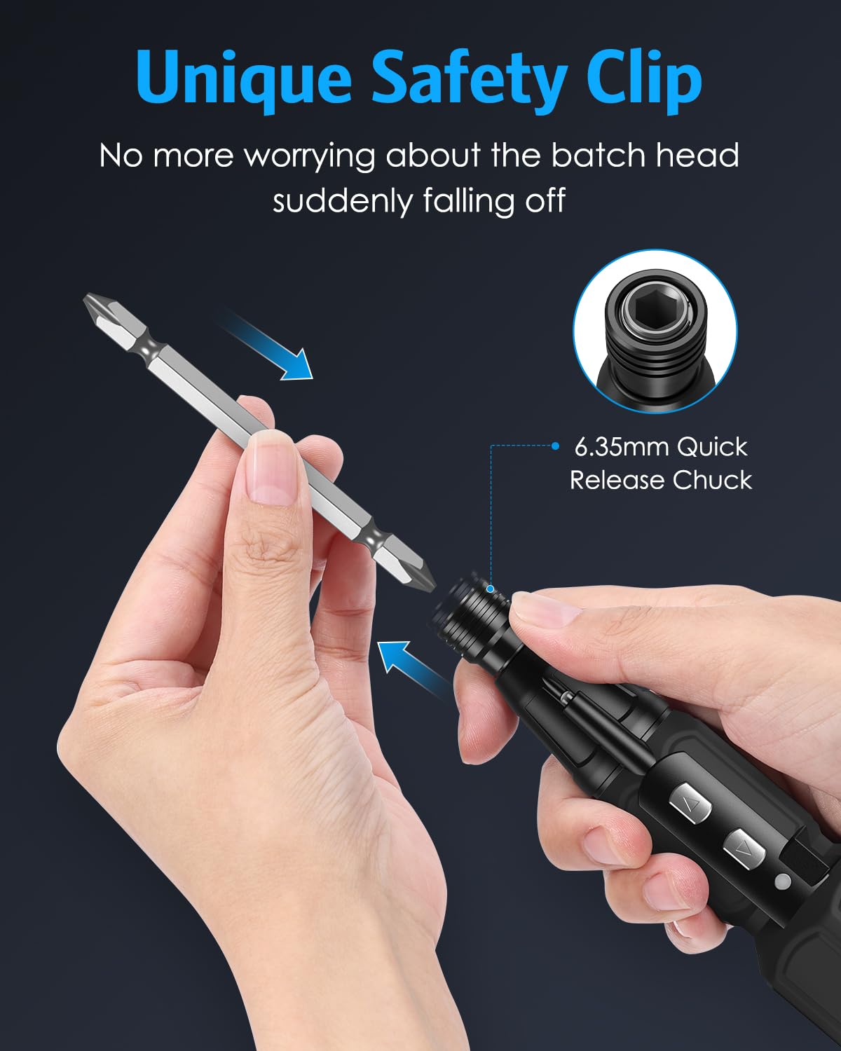 AMIR electric screwdriver soft-grip handle offers comfort.