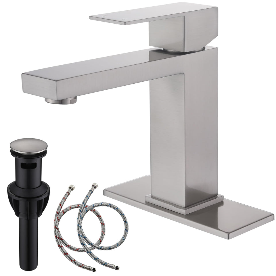 AmirLans AML-1141-BN single-hole faucet in brushed nickel, durable and stylish.