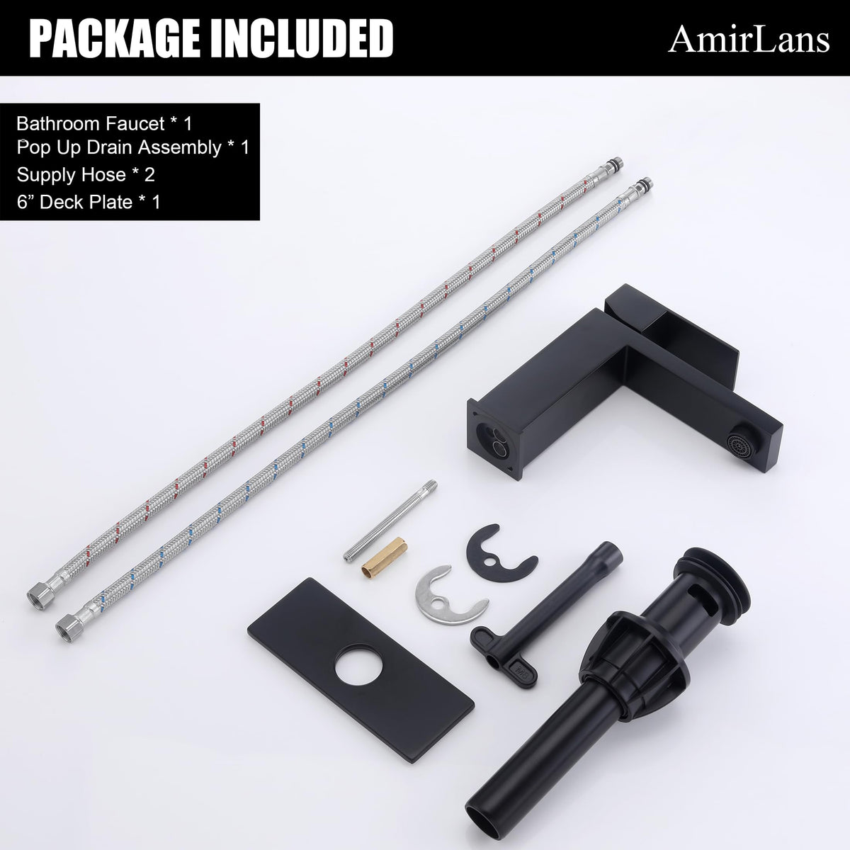 Boxed AmirLans AML-1141-BK faucet ready for setup and installation