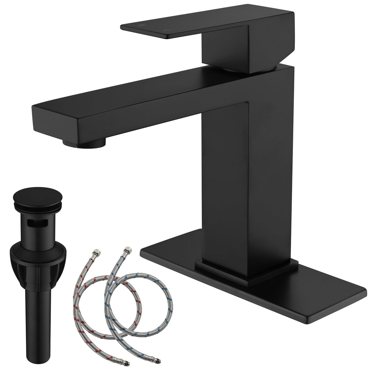 AmirLans AML-1141-BK black faucet front view with matte finish for a modern look