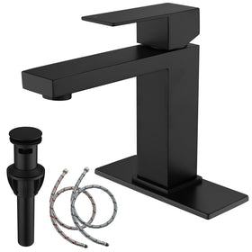 AmirLans AML-1141-BK black faucet front view with matte finish for a modern look