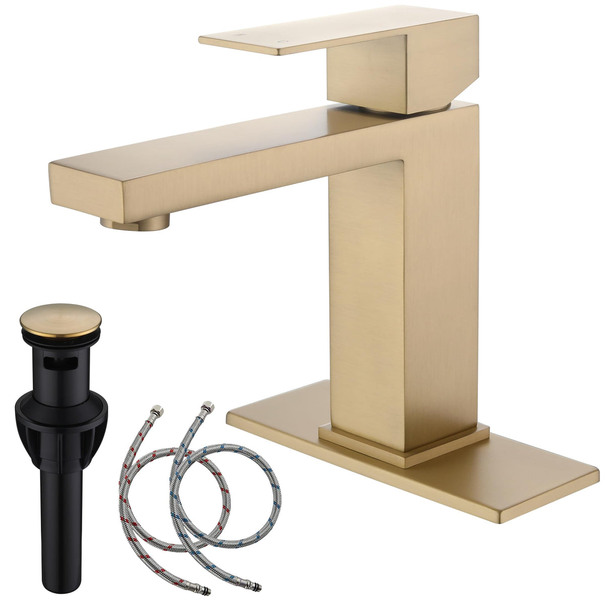AmirLans brushed gold faucet shows premium finish resists fingerprints for a clean look.