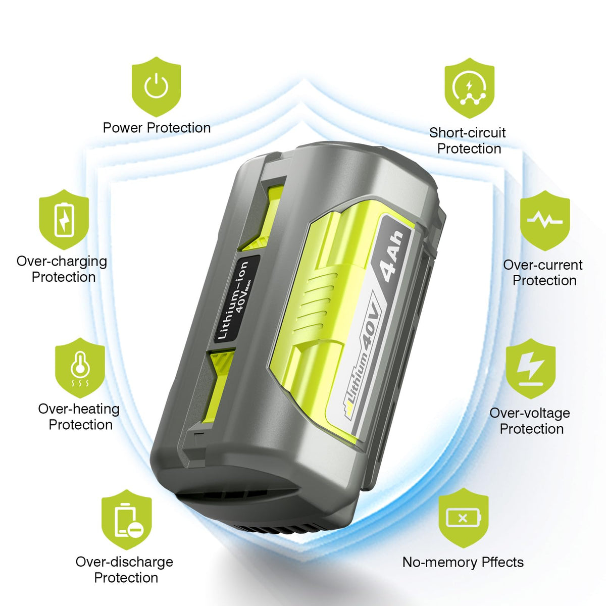 Amityke 40V battery with 4.0Ah capacity for longer outdoor work sessions