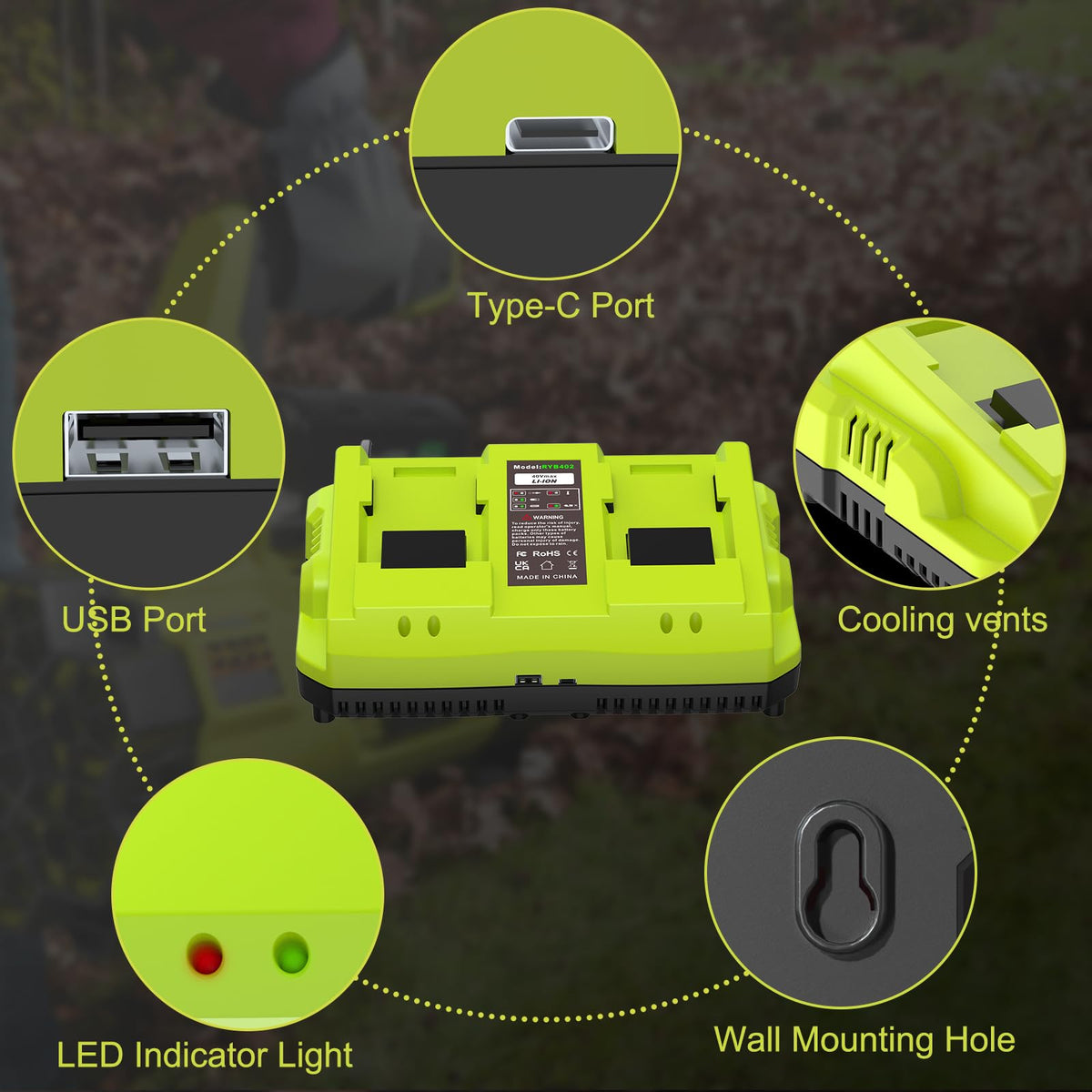 Amityke 40V battery charger powering two batteries at once for faster readiness