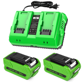 Amityke 40V replacement battery front view shows compact design and 4.0Ah capacity for longer runtime
