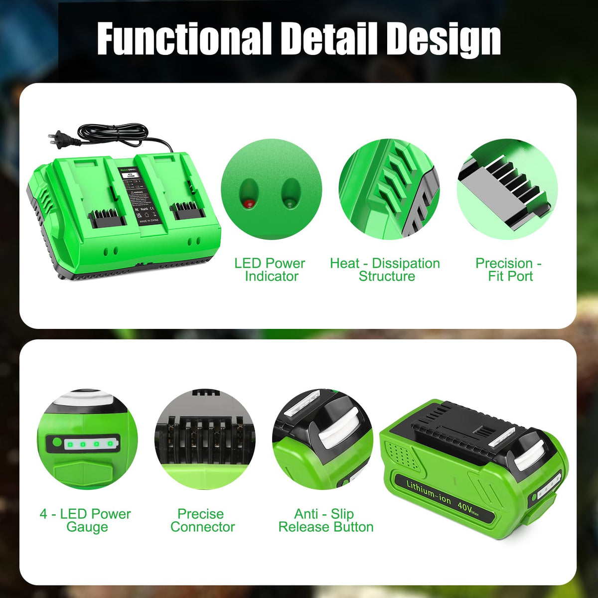 Amityke bundle packaging image featuring two batteries and charger