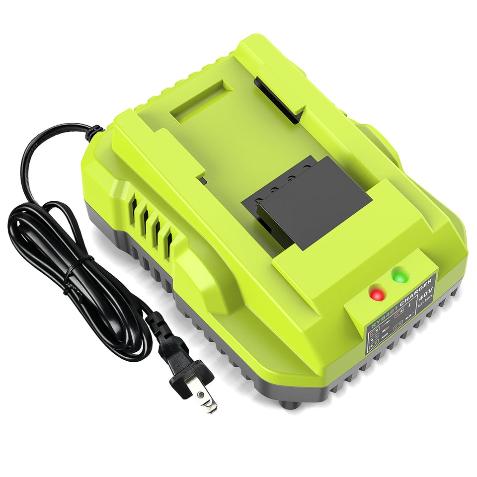 Amityke Rapid Charging OP401 front view showing fast compatibility with Ryobi 40V batteries.