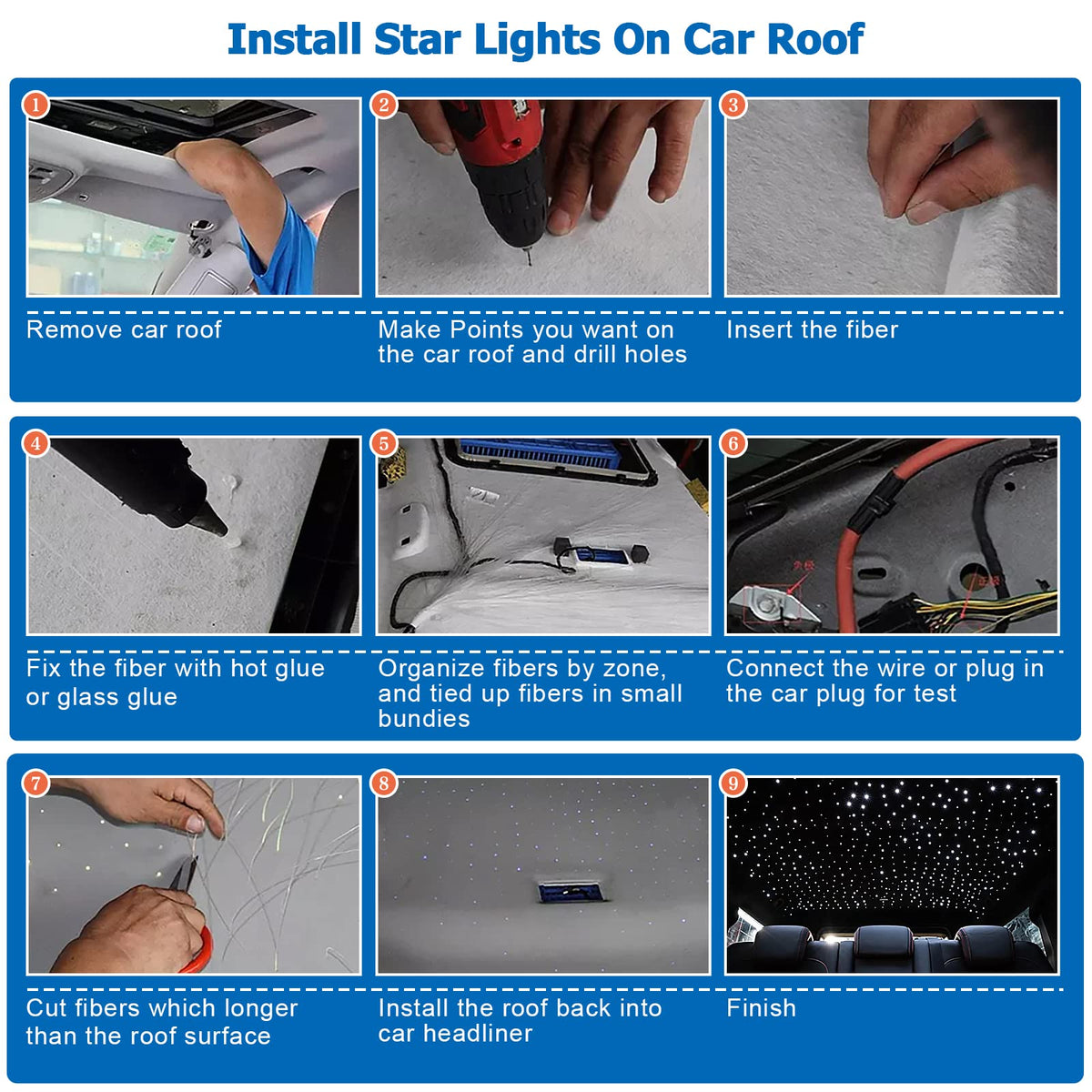 AMKI car interior star kit creates subtle ceiling glow