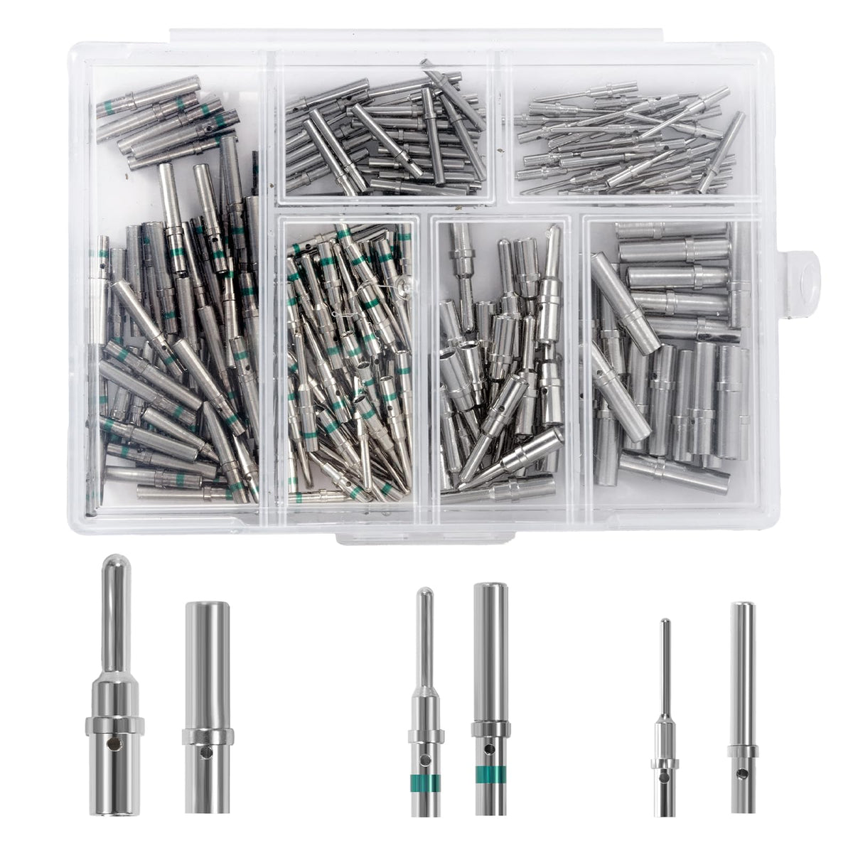 Amliber 200pcs solid pin connector kit for Deutsch connectors, durable and versatile wiring solution.