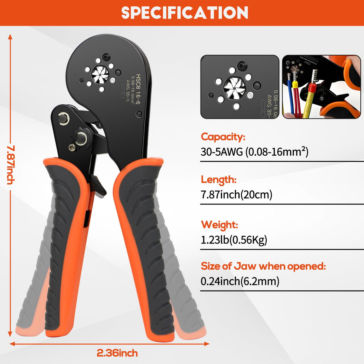 Amliber ergonomic handles reduce fatigue during crimping tasks.