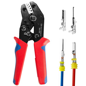 Amliber ratchet crimping tool close-up jaw for precise open-barrel crimps