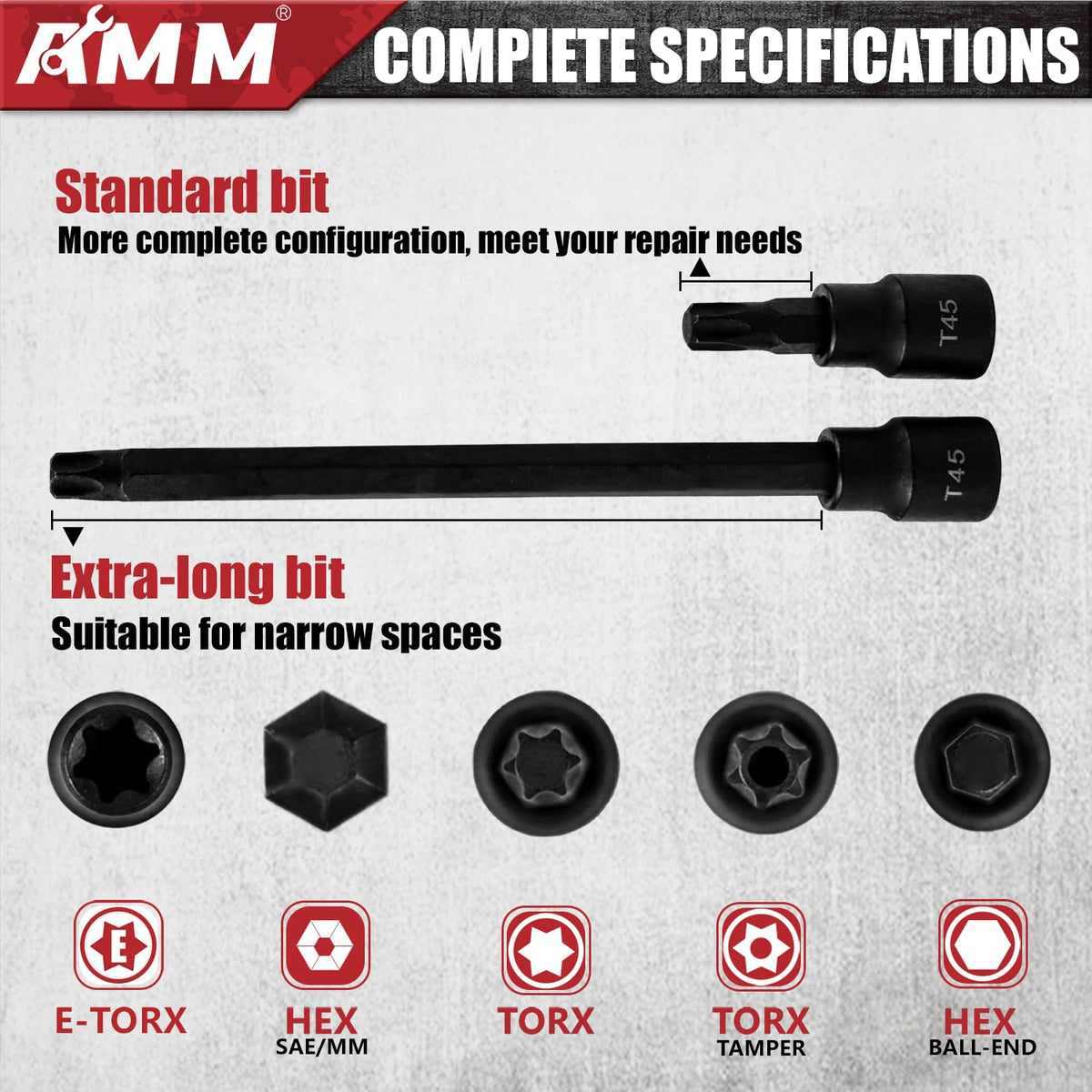 AMM 107PCS Allen and Torx collection covers essential fasteners.