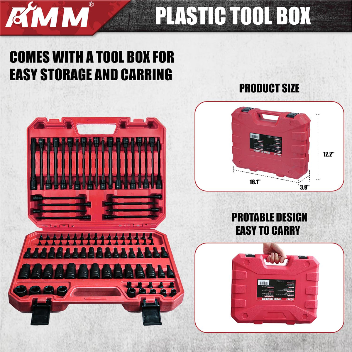 AMM long ball‑end hex sockets reach angled fasteners with ease.