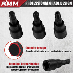 AMM 107PCS sockets with engraved sizes for fast identification.