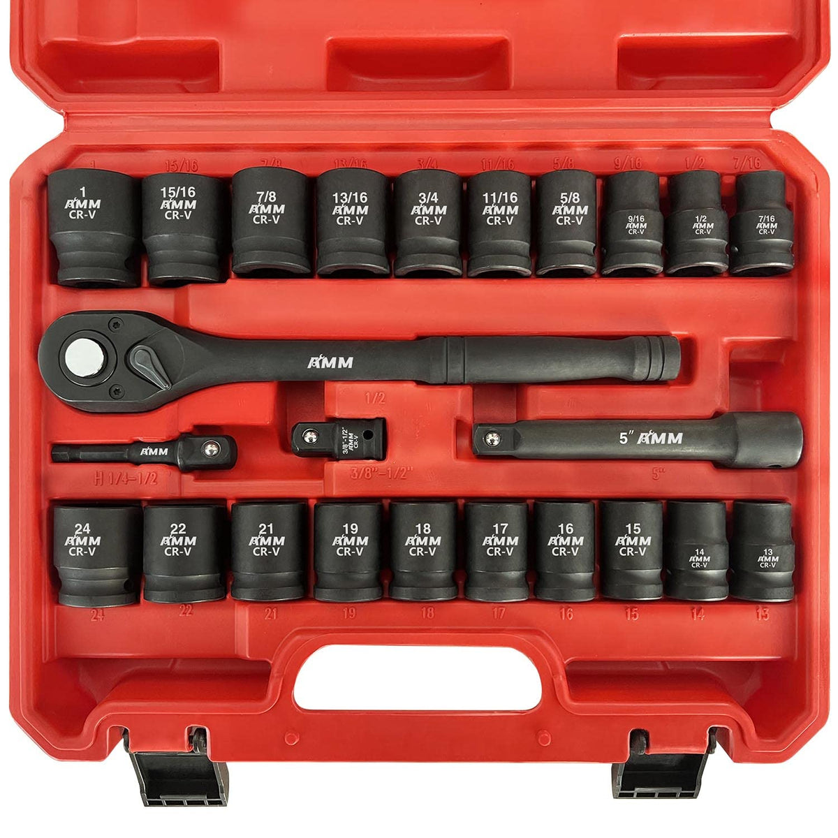 AMM 12-drive master socket set with 24 pieces for home or auto repairs