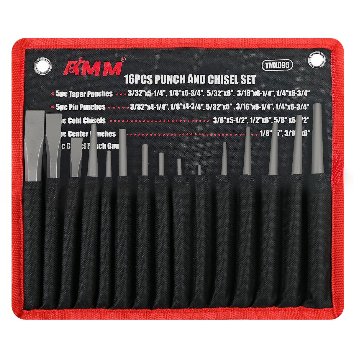 AMM 16pcs punch and chisel set taper punch for precise alignment