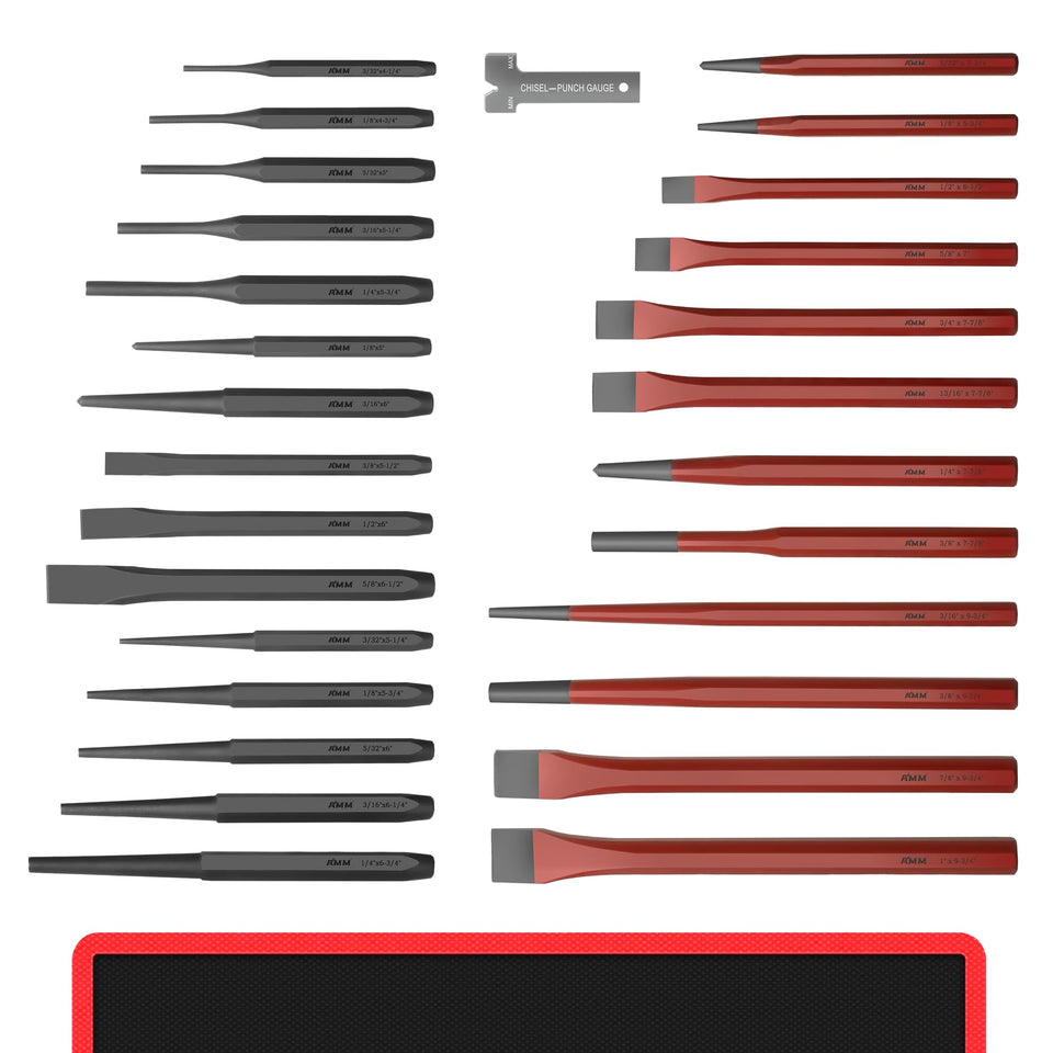 AMM 28pcs punch set in roll-up pouch for easy transport.