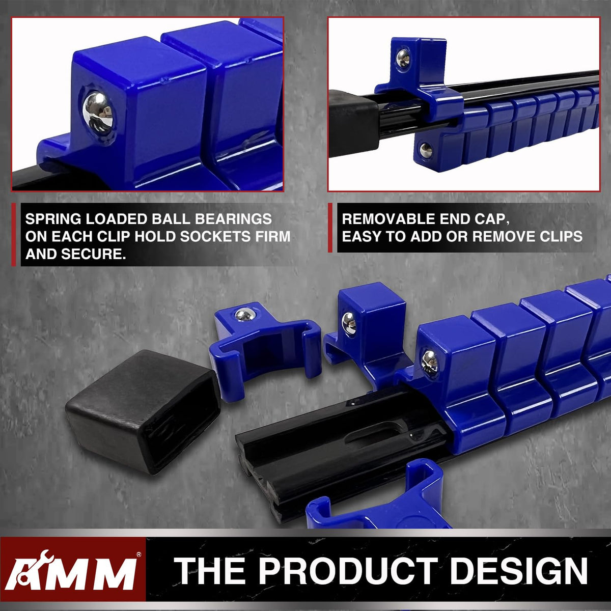 AMM 6pcs 3-8 drive socket organizer keeps shallow sockets organized and easy to locate.