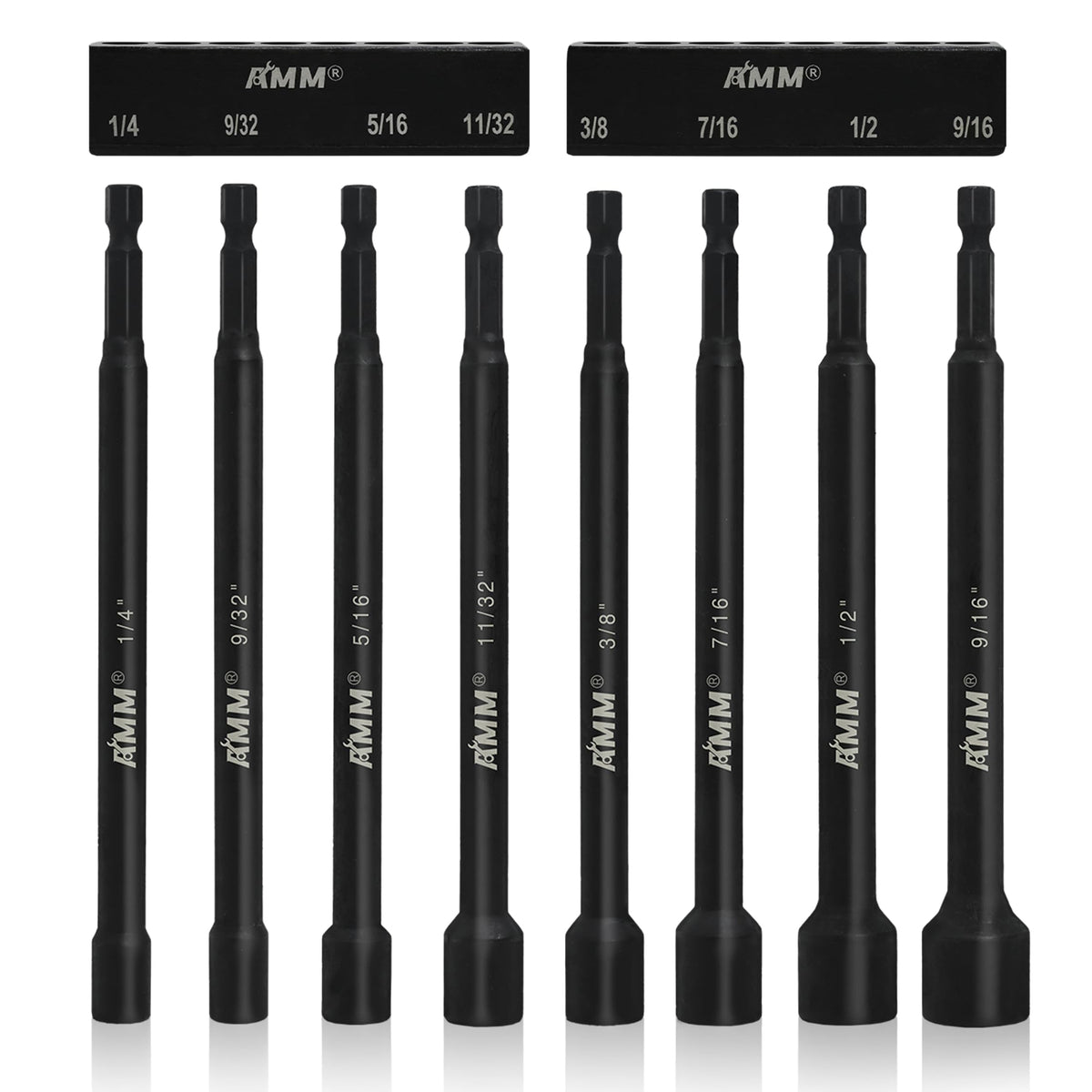 AMM 8-piece SAE magnetic nut driver set front view for versatile repairs