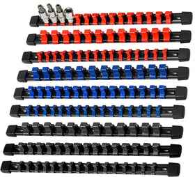 AMM 9-piece socket organizer rail full view for organized tool access