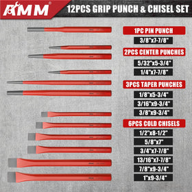 AMM chrome vanadium steel punch head close-up showing durability.