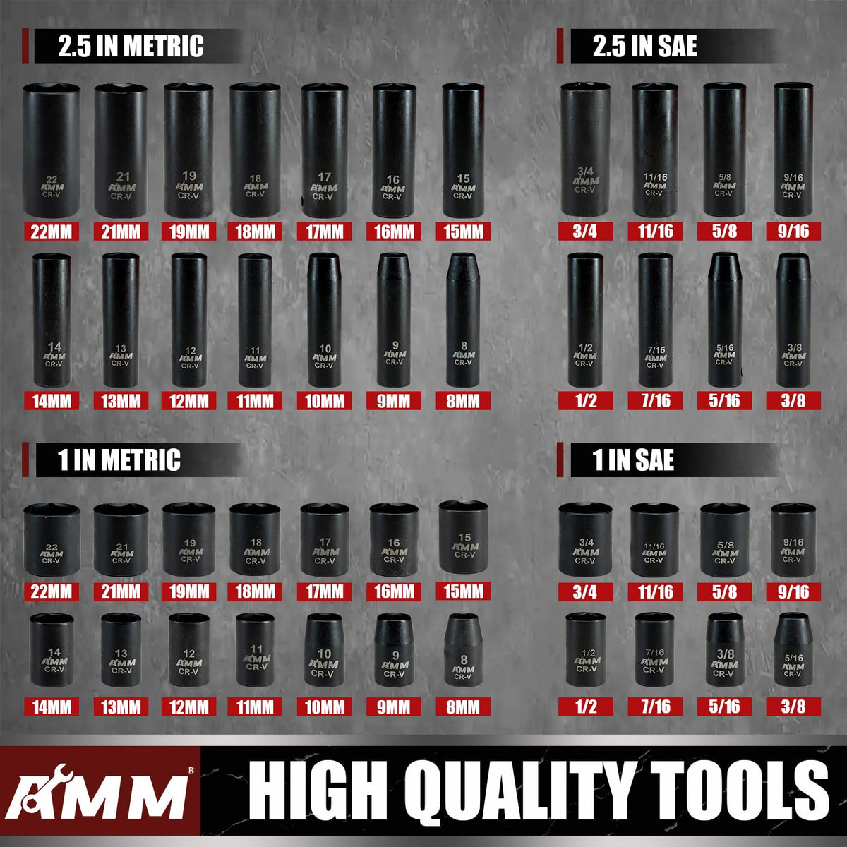 AMM extension bars shown in 3-inch and 6-inch lengths for extended reach.