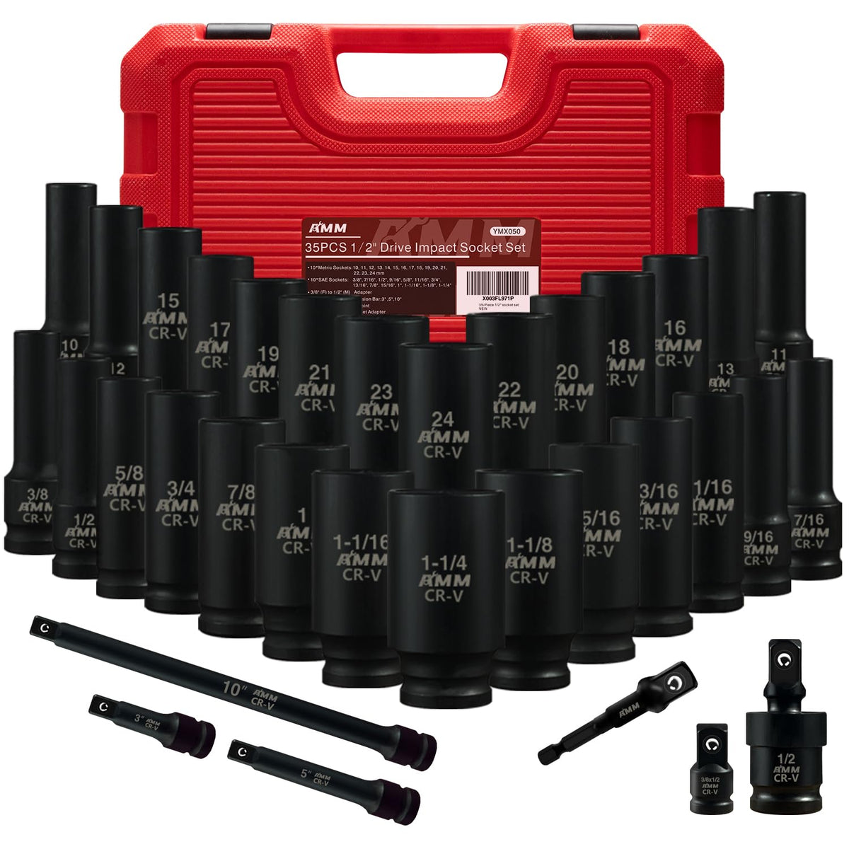 AMM half drive deep sockets shown for versatile auto repairs and heavy duty torque tasks