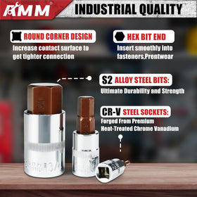 AMM 1-2 drive hex sockets offering higher torque for heavy tasks.