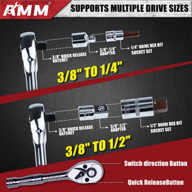AMM 3-8 drive hex sockets for mid-size maintenance tasks.