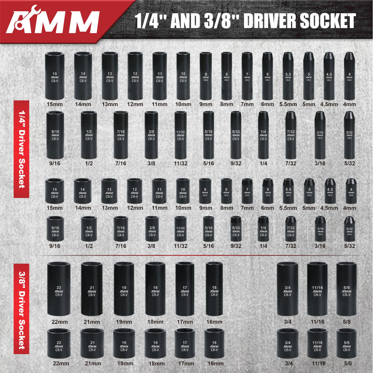 AMM metric sockets 40pc with deep and shallow options for versatile jobs