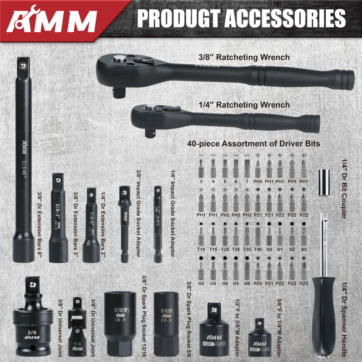 AMM quick release ratchet 72T for fast turning in automotive repairs