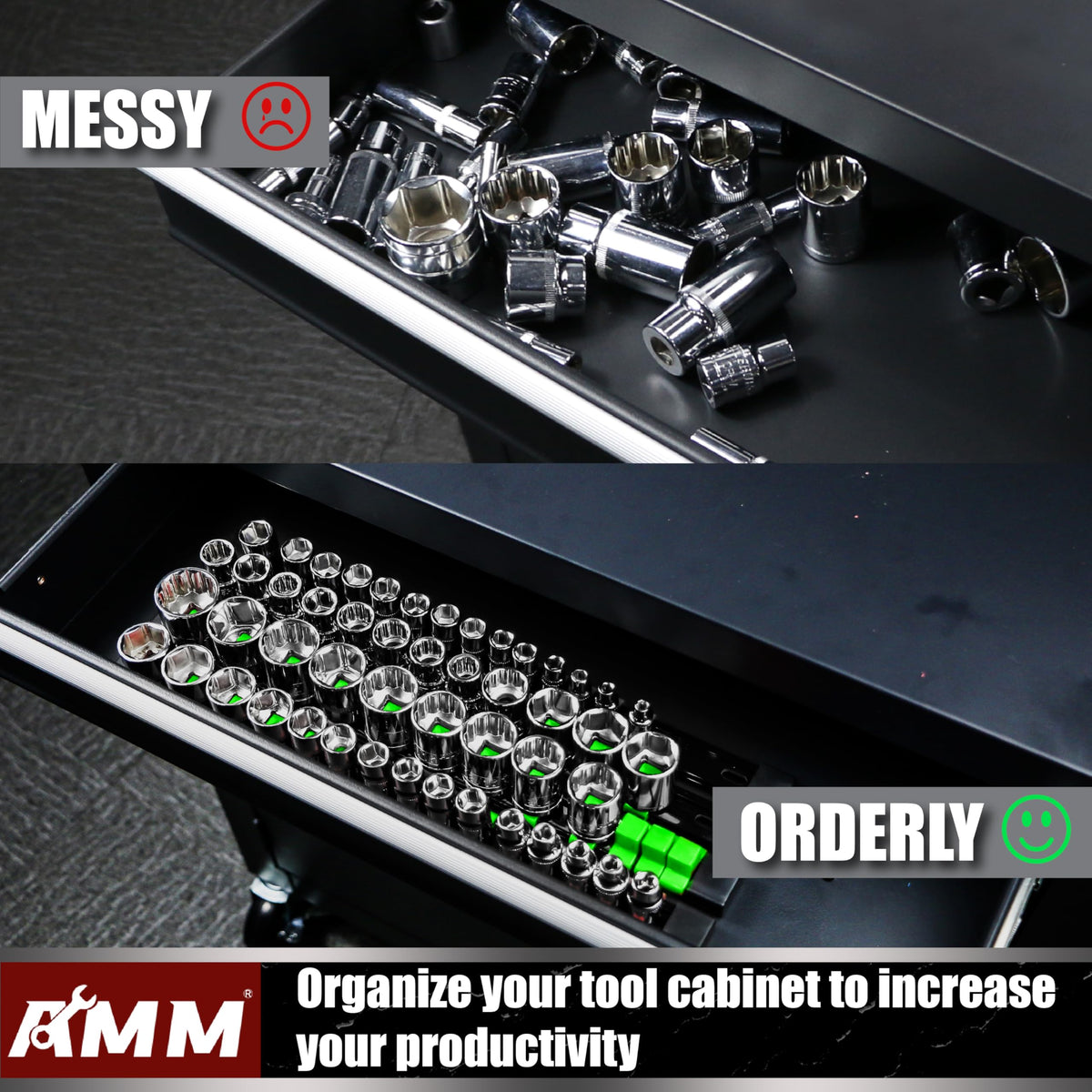 AMM removable end cap design close-up enables easy size customization.
