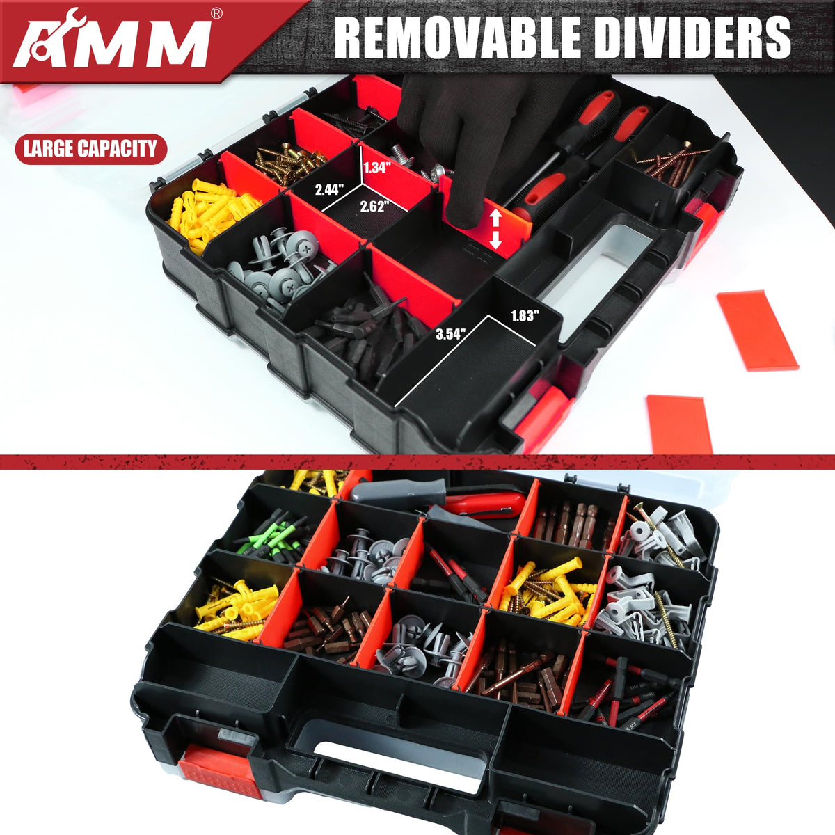 AMM Tool Box clear lid for quick content identification during projects.