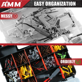 AMM Tool Box four locking latches prevent spills on the job.